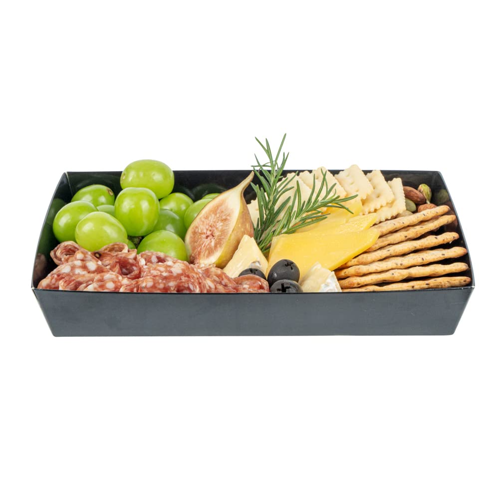 Restaurantware Matsuri Vision 9x6x1.5 Inch Large Disposable Sushi Trays - 100 Greaseproof Black Paper Sushi Containers for Entrees & Desserts (Lids Sold Separately) | Perfect for Japanese Restaurants, Catering & Takeout