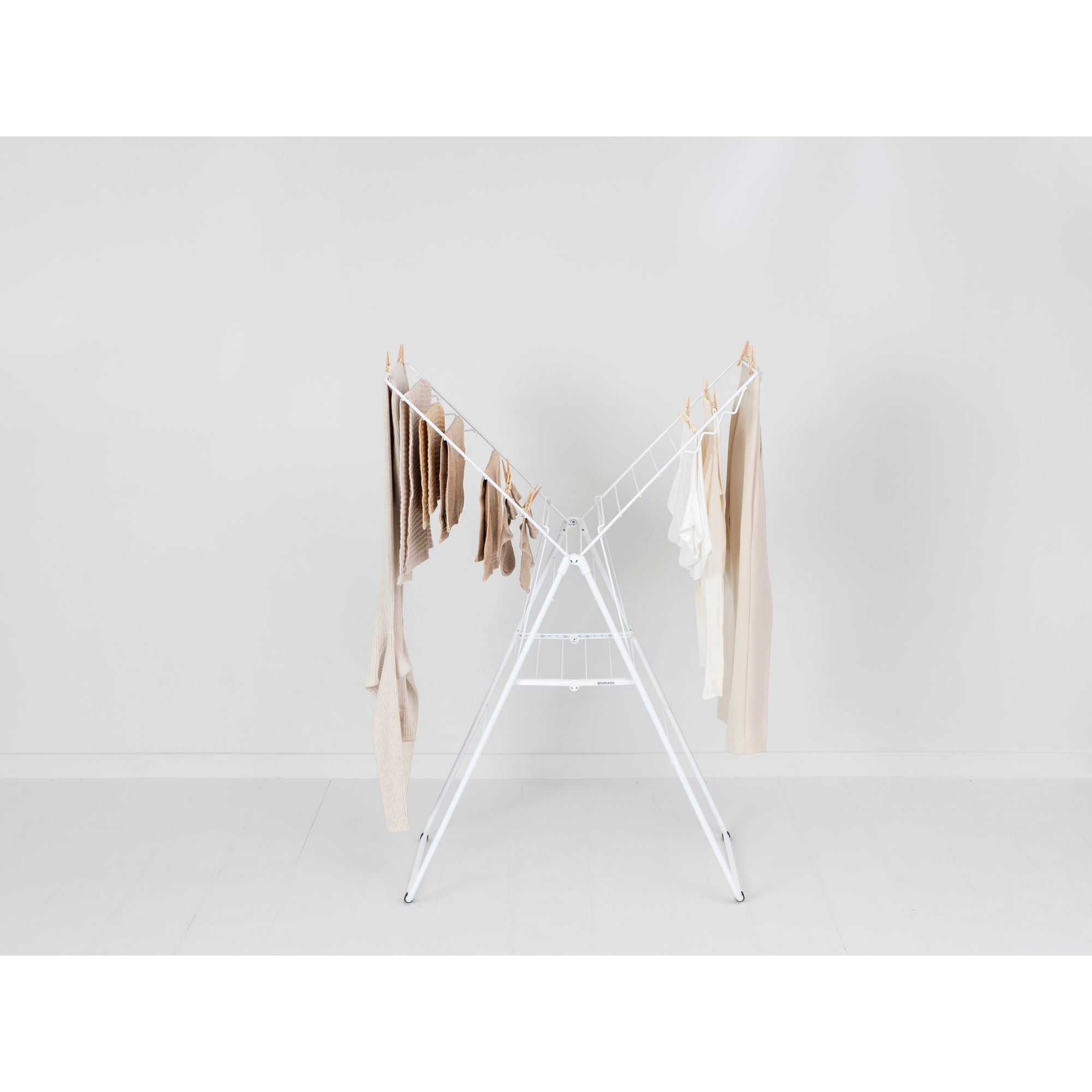 20 Meters White Wall Mounted Clothes Drying Rack - Space Saving Laundry Solution for Apartments, Balconies & Small Homes