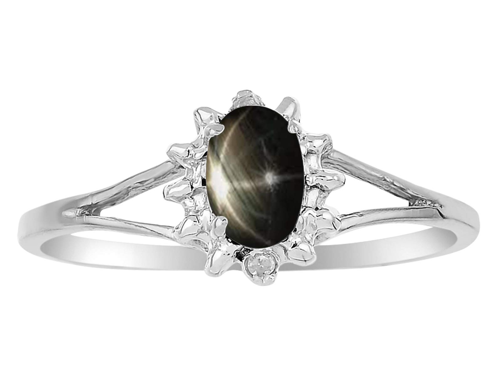 Black Star Sapphire & Diamond Jewelry Set - Sterling Silver .925 Pendant, Earrings & Ring with Chain & Gift Box | Elegant Gift for Women, Anniversary & Special Occasions