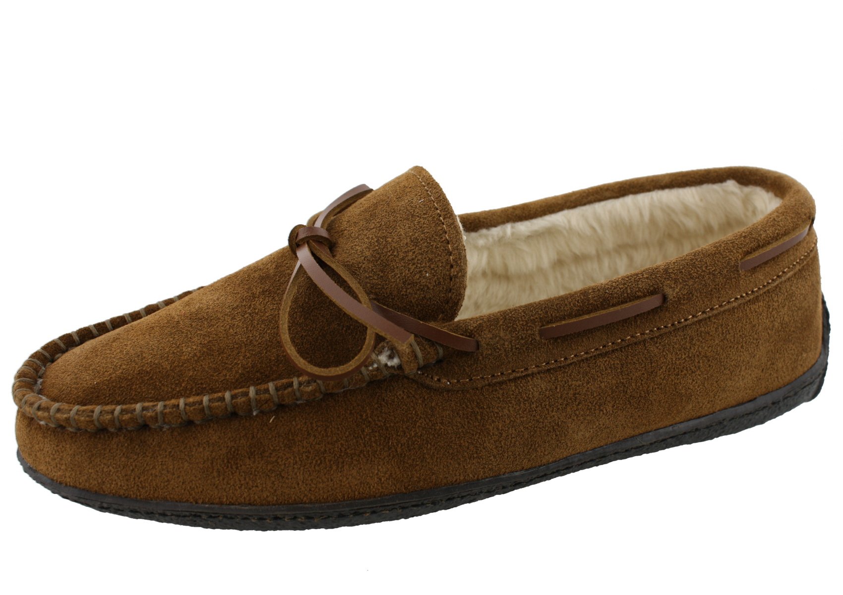 Clarks Men's Augusta Indoor Outdoor Faux Fur Slippers - Comfortable House Shoes for Men, Brown Cow Suede, Size 11 M US - Perfect for Lounging at Home, Running Errands & Winter Warmth
