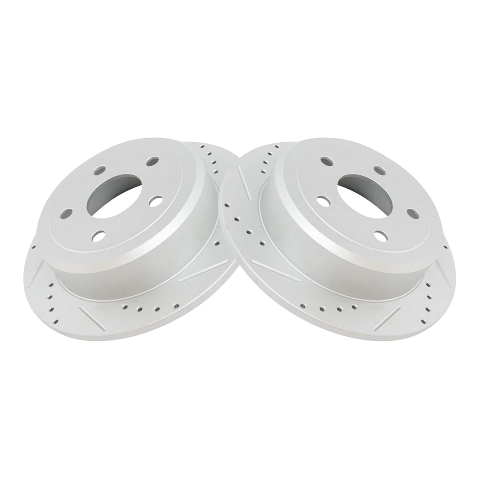 Premium Rear Performance Brake Rotors Set - Solid G-Coated Cross Drilled & Slotted - Compatible with 2007-2018 Jeep Wrangler JK - Enhanced Stopping Power for Off-Road & Daily Driving