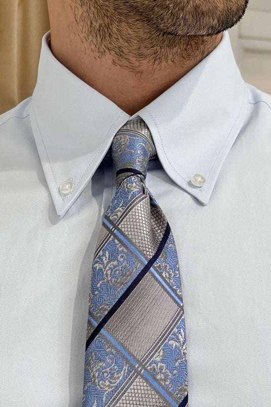 Slim Fit Classic Button-Down Collar Blue Cotton Shirt for Men | Casual & Business Wear | Office, Date, Party Outfits