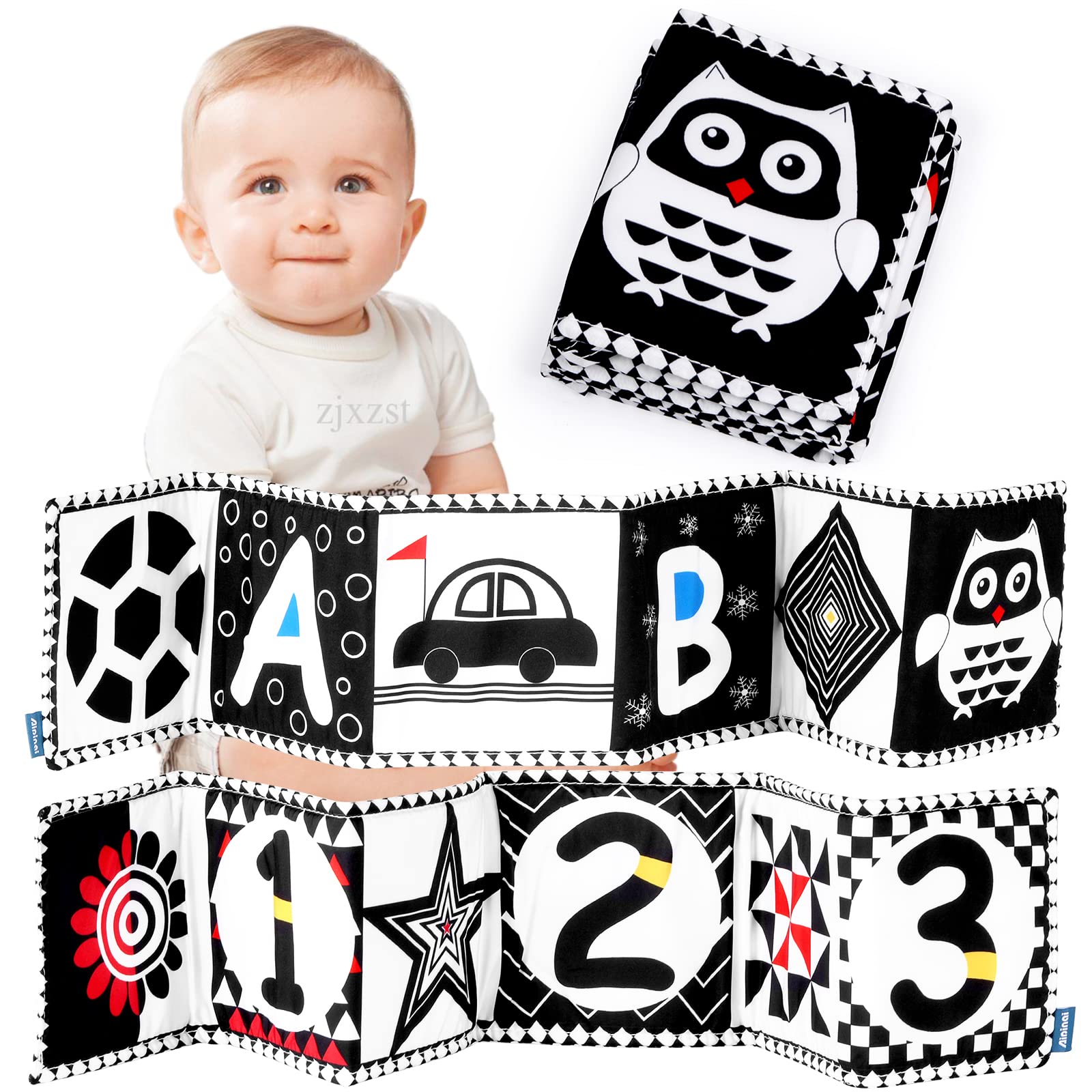 STOPKLAS Black and White High Contrast Baby Toys 0-12 Months - Sensory Soft Book for Newborn Early Education & Tummy Time - Perfect Gift for Baby Boys & Girls - Ideal for Visual Stimulation and Infant Development