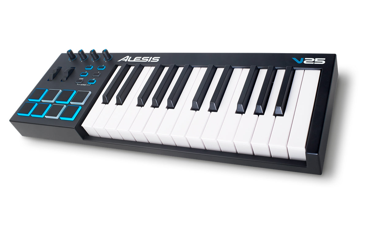 Alesis V25 25-Key USB MIDI Keyboard Controller with Beat Pads & Software Bundle for Music Production, Recording, and Live Performance