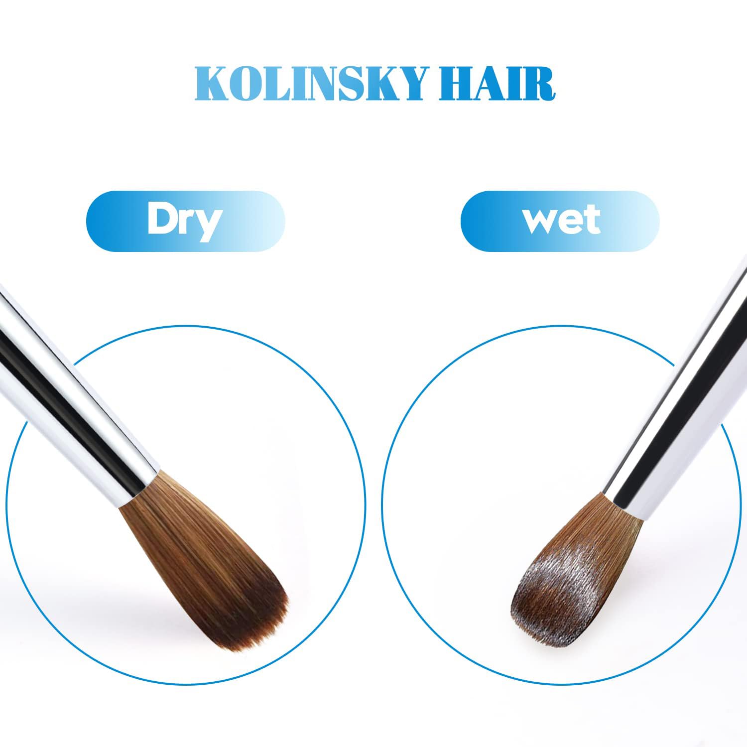 Professional Kolinsky Acrylic Nail Brush Size 10 - Round Oval Shape with Blue Metal Handle for Nail Art | Perfect for Nail Technicians & Beginners | Salon & Home Manicure Use