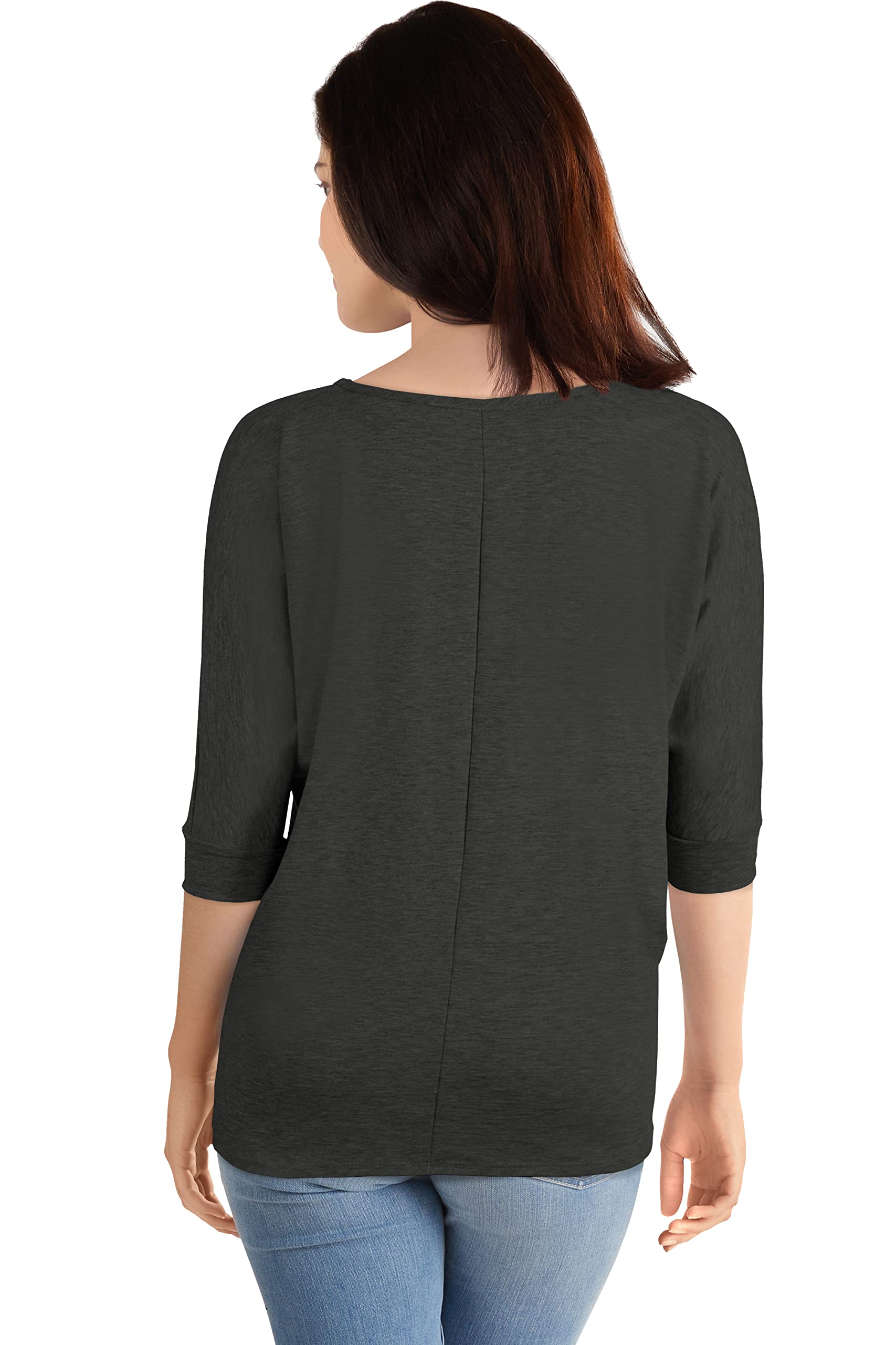 Hybrid & Company Women's Super Comfy Boat Neck Dolman Top Shirt - Soft Stretchy Casual Blouse for Everyday Wear, Work & Weekend Outfits