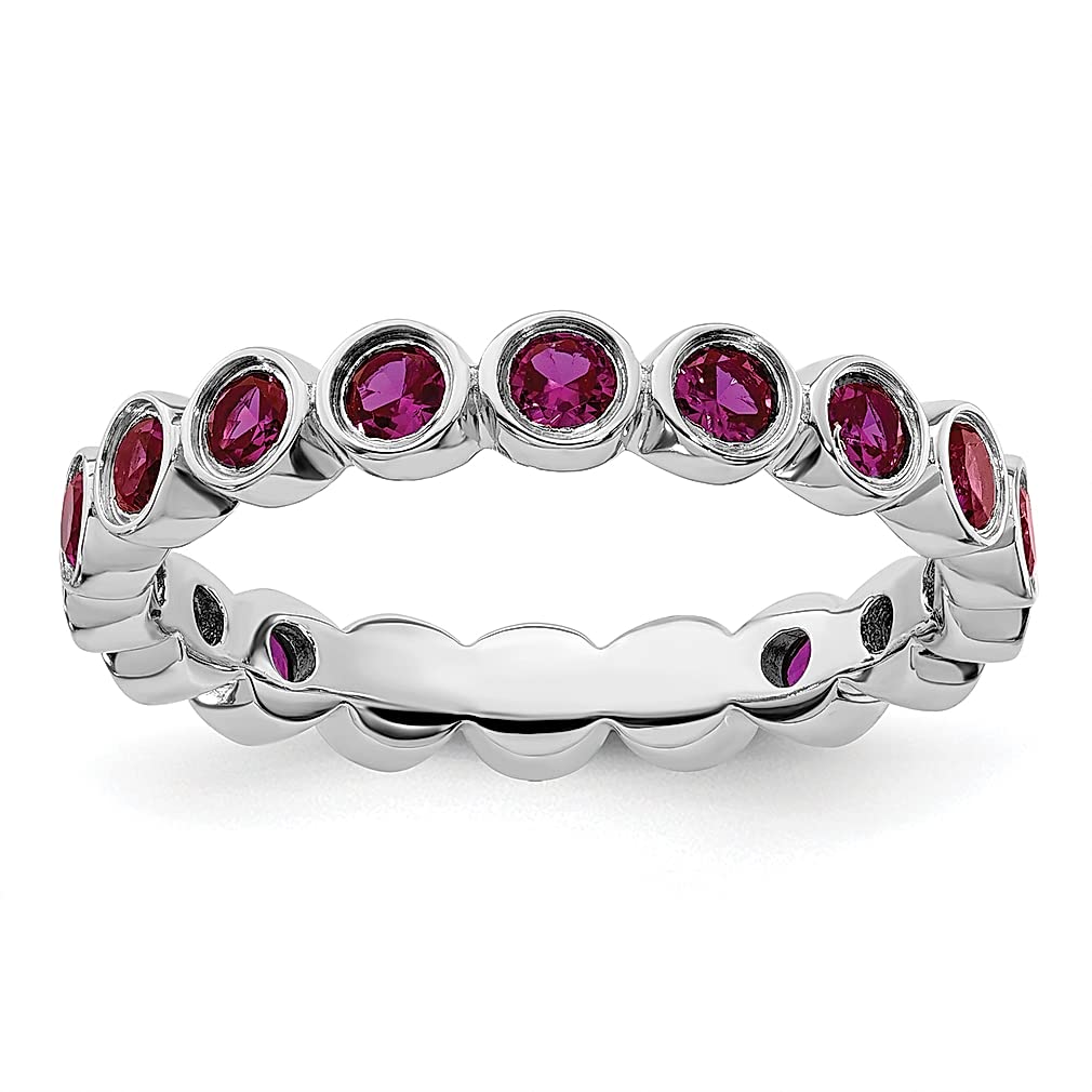 925 Sterling Silver Red Ruby Band Ring - July Birthstone Gemstone for Women | Stackable Fine Jewelry Gift for Her | Perfect for Weddings, Anniversaries & Everyday Wear