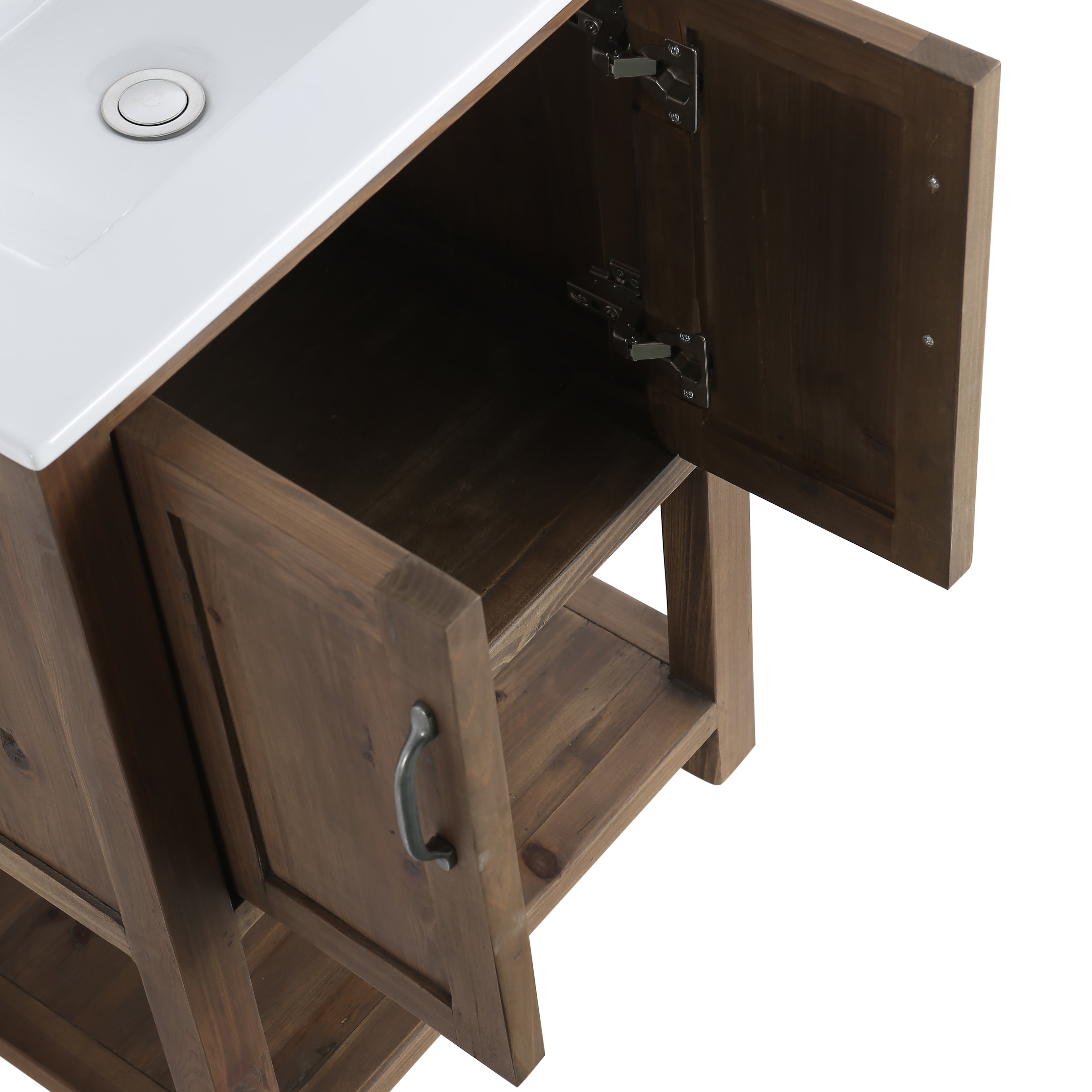 Design Element Austin 24-Inch Single Sink Bathroom Vanity in Walnut - DEC4006 S - Perfect for Modern Homes, Small Bathrooms & Apartment Renovations