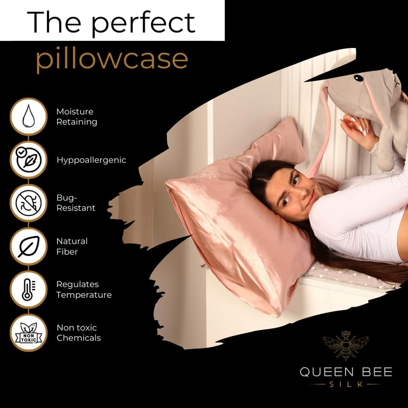 QUEEN BEE SILK - 2 Pack 22 Momme Mulberry Silk Pillowcase Set for Hair & Skin Care - King Size with Envelope Closure - Charmeuse Weave in Sky Blue - Perfect for Beauty Sleep & Travel