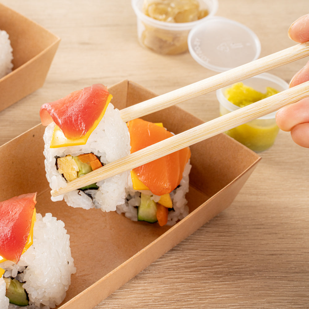 Eco-Friendly Natural Bamboo Twin Chopsticks with Paper Sleeve - 8.25 Inch, 100 Count Bulk Pack - Perfect for Restaurants, Sushi Bars & Asian Cuisine Dining