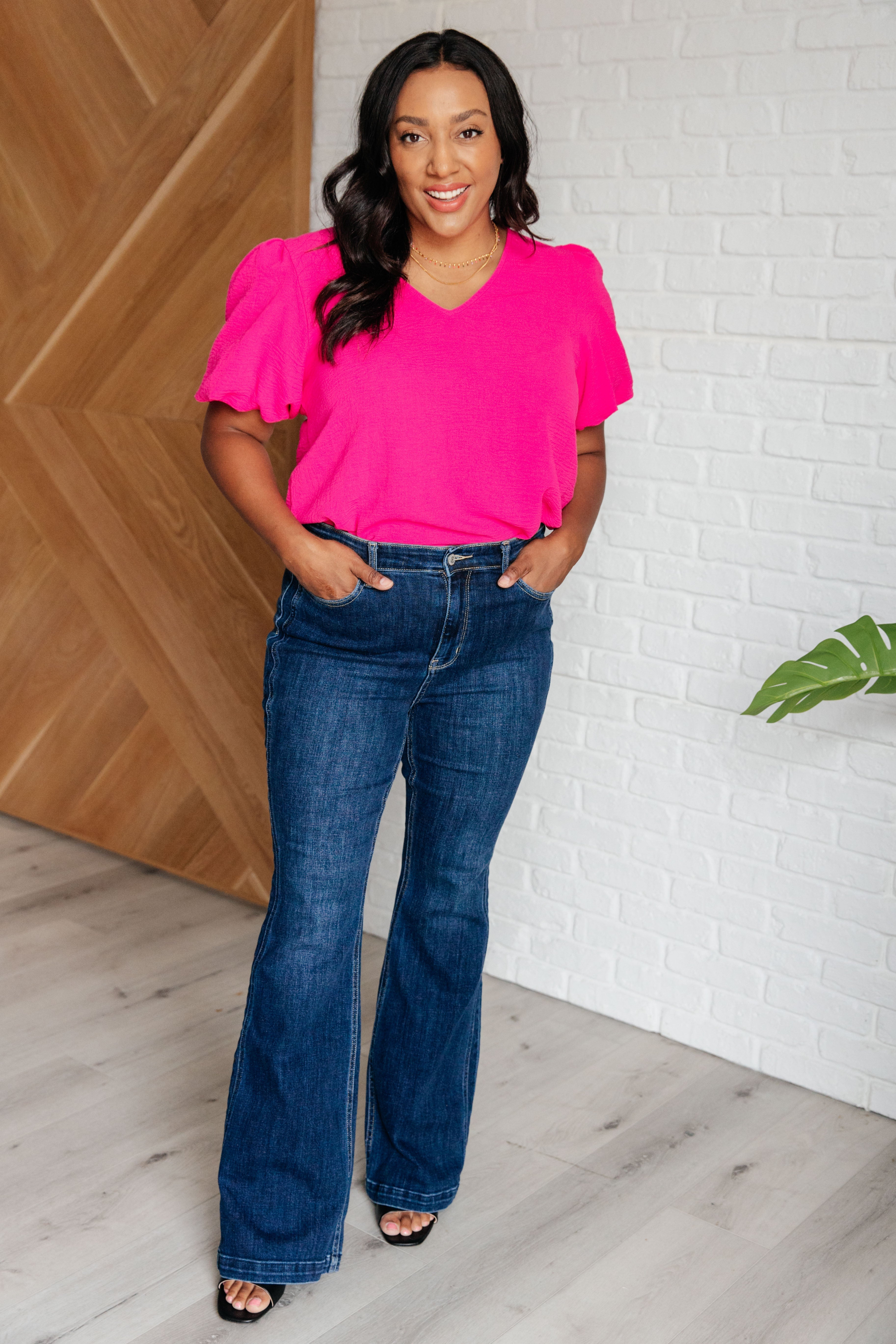 Belong Together Puff Sleeve Blouse for Women - Trendy Ruffle Top with Elegant Puff Sleeves - Perfect for Office Wear, Date Night & Special Occasions