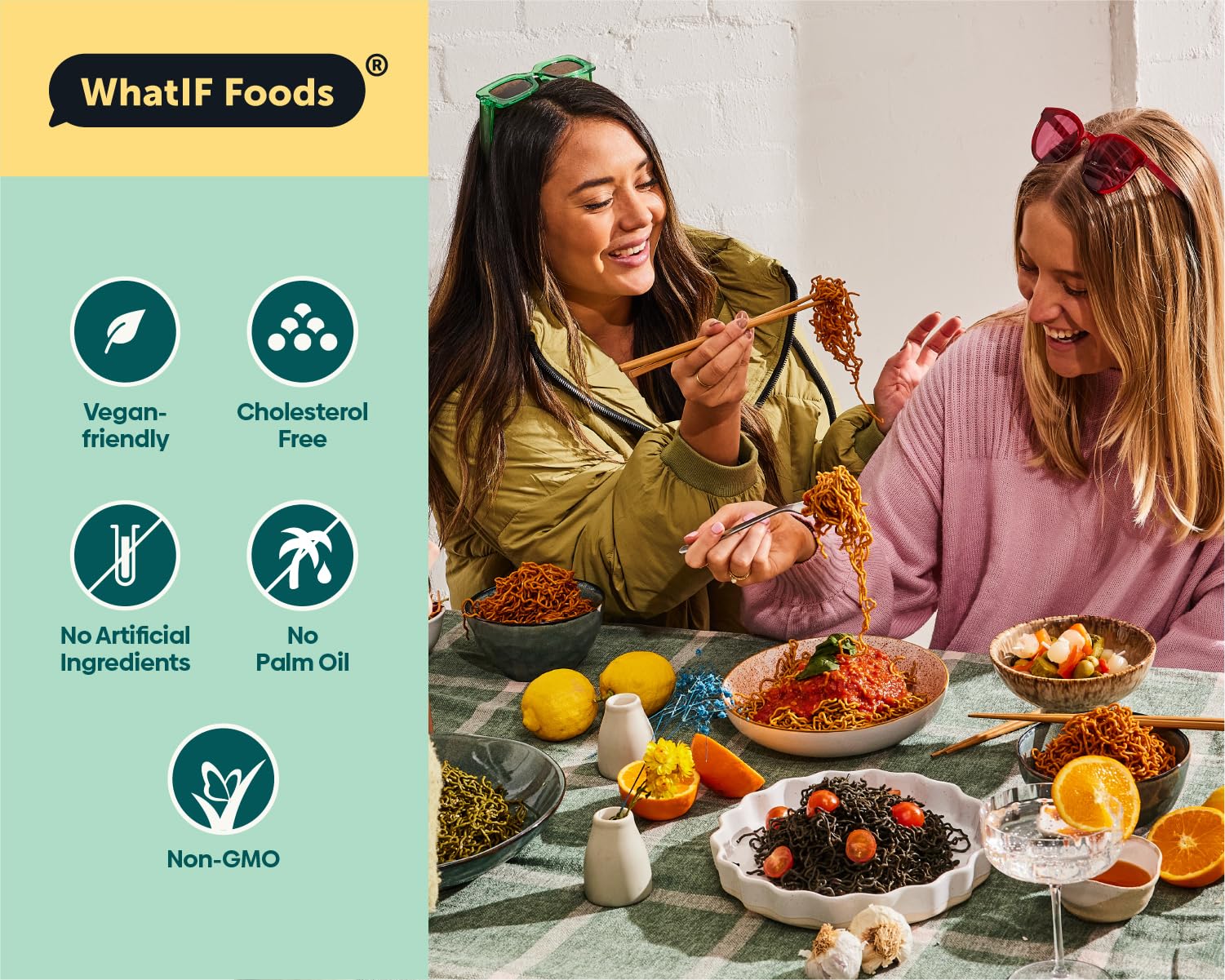 Healthy Instant Bambara Noodles - Vegan, Air Fried, High Protein (17g) & Fiber (6g) | Gluten-Free Plant-Based Ramen for Soup, Stir Fry & Wok Dishes | Sweet & Spicy Flavor | 5-Pack by WhatIF Foods | Perfect for Quick Meals, Camping & College Dorm Cooking