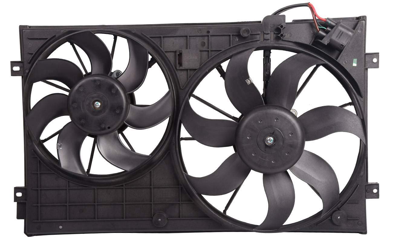 Bapmic 1K0121207BB Front Radiator Cooling Fan Assembly Compatible with Volkswagen Beetle Golf Jetta Rabbit 2.0L 2.5L 2005-2015 Models - Perfect for Engine Cooling & Overheating Prevention
