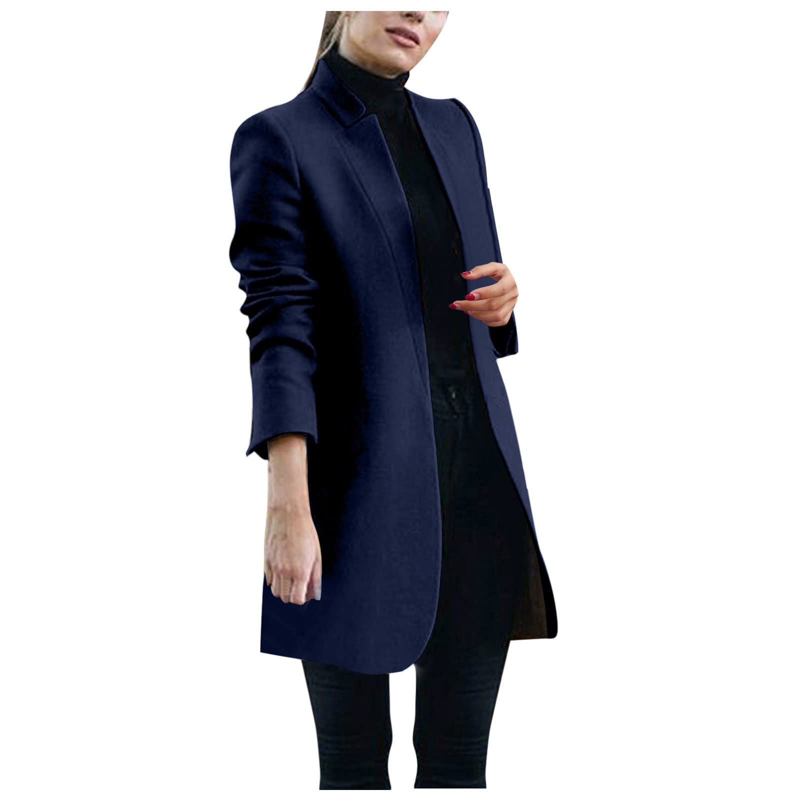 Women's Faux Wool Trench Coat - Soft & Warm Long Overcoat with Fleece Lining for Winter - Perfect for Office, Travel, and Casual Outfits
