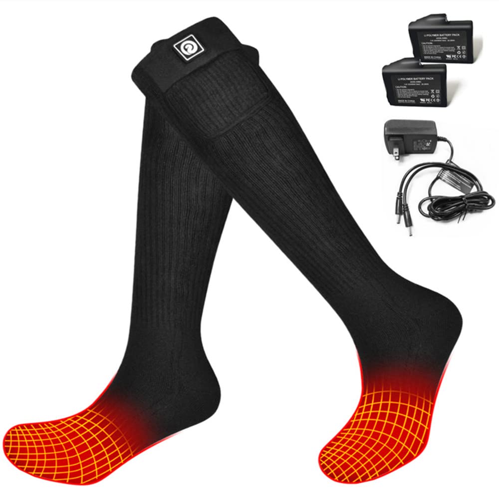 Rechargeable Electric Heated Socks for Men & Women - Winter Foot Warmers for Outdoor Activities, Skiing, Skating, Cycling, Camping, Fishing & Hunting | USB Powered Thermal Socks for Cold Weather Work & Winter Sports
