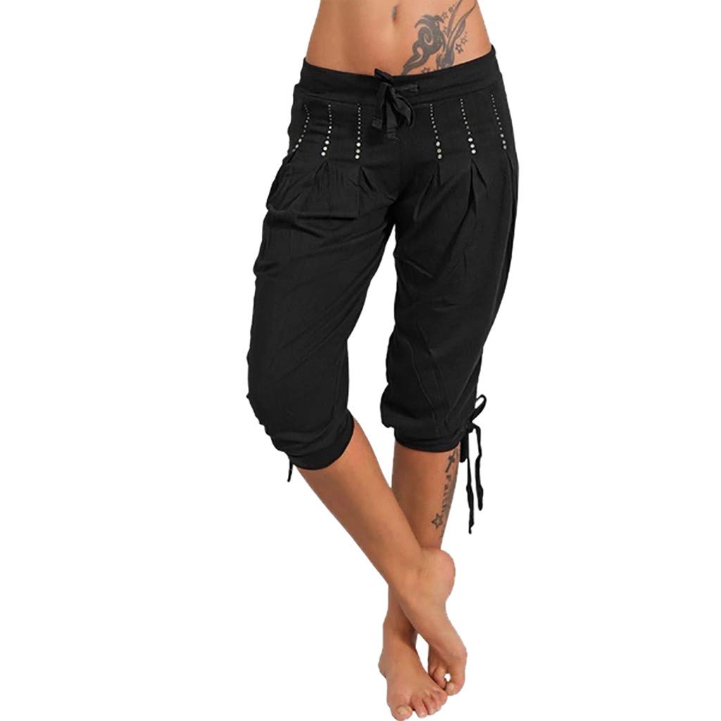 FFFG Featur123C Women's Summer Casual Fashion Pants - Loose Harem Baggy Trousers, Slim-Fit Calf-Length for Comfort | Perfect for Beach, Yoga & Everyday Wear