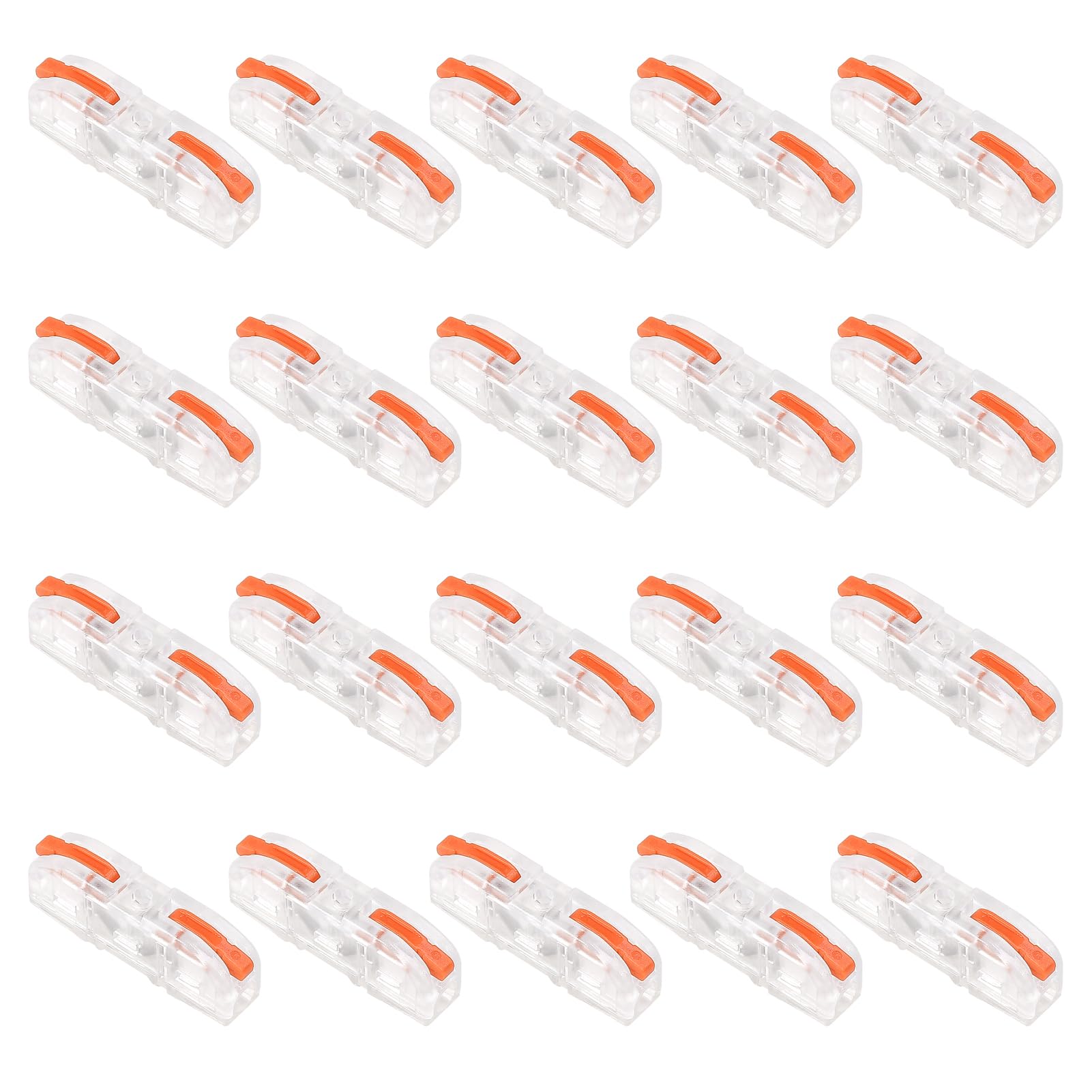20pcs Orange Lever Wire Connectors - Compact 1 to 1 Inline Electrical Connectors for 28-12 AWG Wires | DIY Home Wiring, Electrical Repairs & Automotive Applications