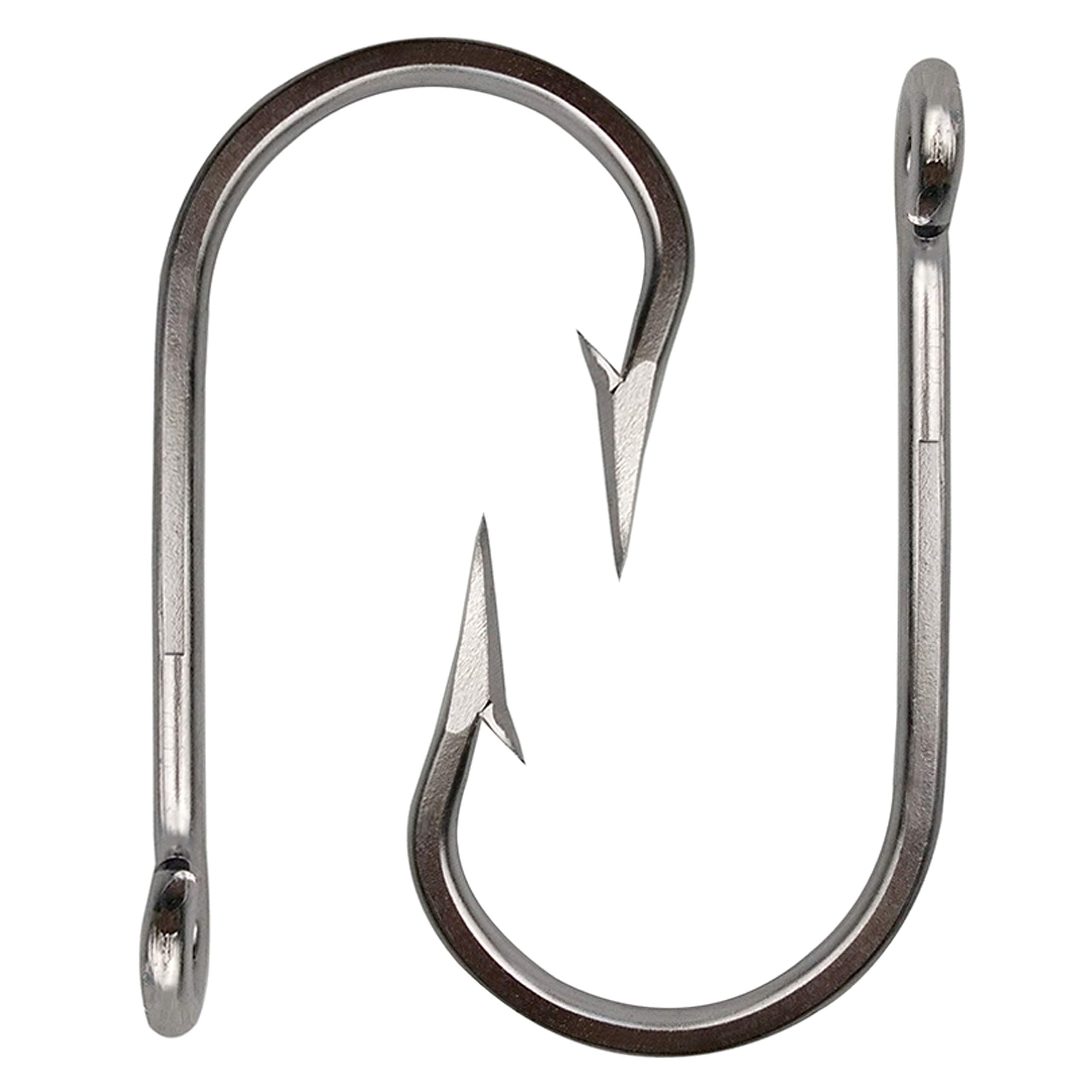 Big Game Fishing Hooks - Stainless Steel Ringed Tuna Hooks 10Pcs for Saltwater Fishing