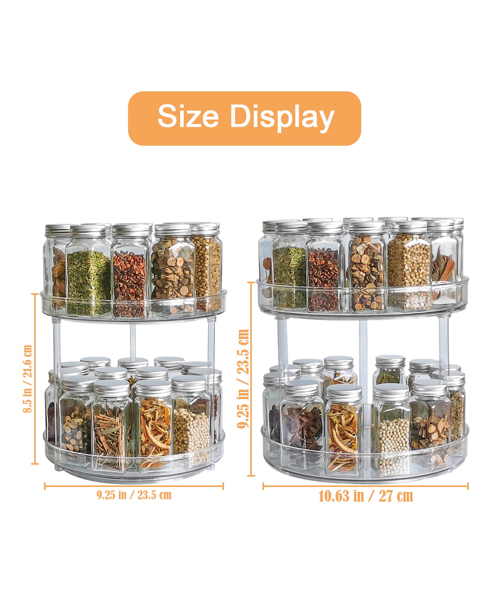 Roninkier 2-Tier Clear Lazy Susan Turntable – 11-Inch Spinning Organizer for Pantry, Spice Rack & Cabinet – Plastic Lazy Susan for Makeup, Bathroom Countertop & Kitchen Storage – Perfect for Organizing Spices, Cosmetics & Small Items