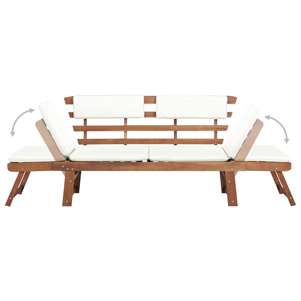 GOTOTOP 2-in-1 Solid Acacia Wood Garden Bench with Cushion - 74.8