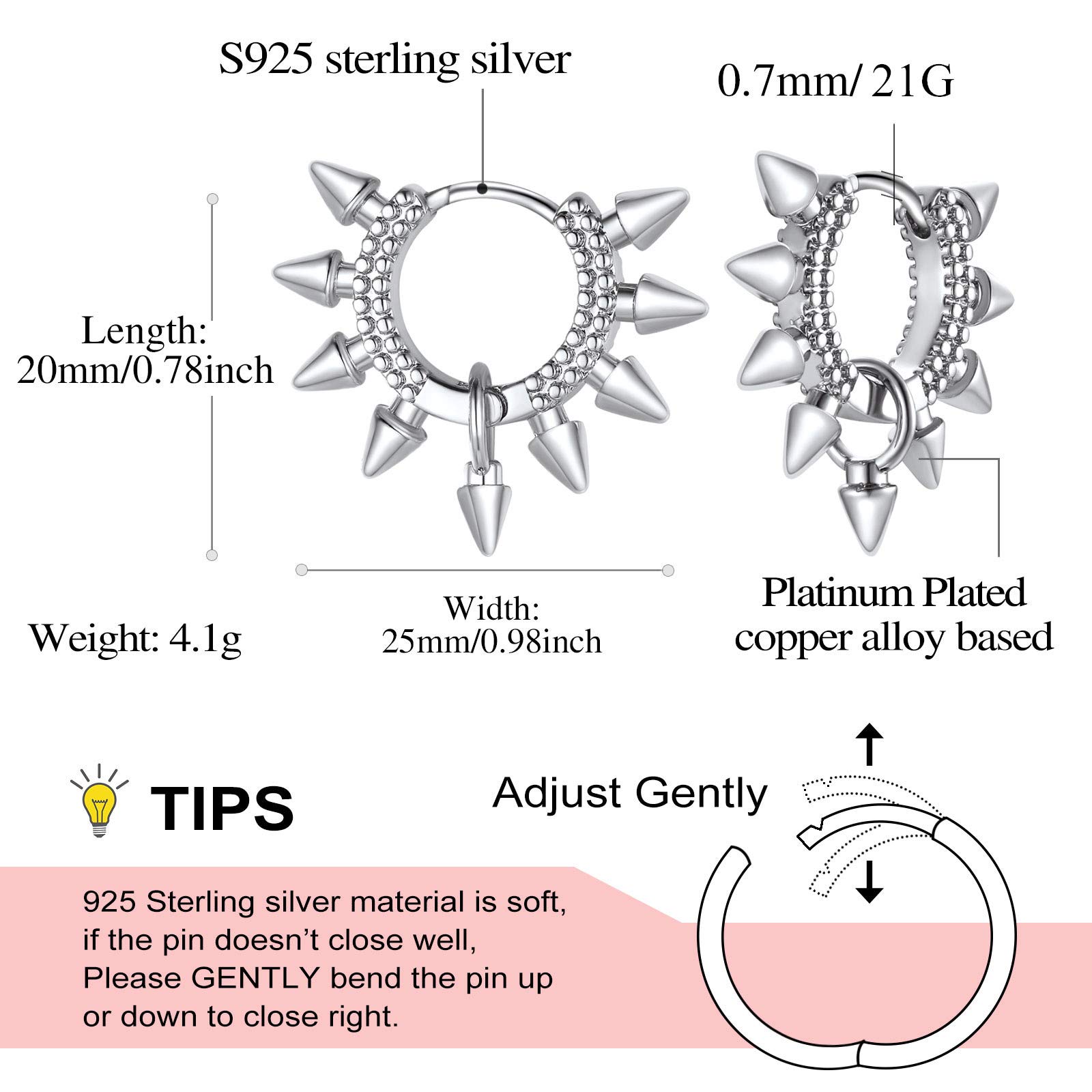 Hypoallergenic Small Star Heart Spike Square Huggie Earrings for Women - 18K Gold & Platinum Plated Cute Stud Earrings - Perfect Jewelry Gift for Her with Gift Box - Ideal for Everyday Wear, Date Nights & Special Occasions