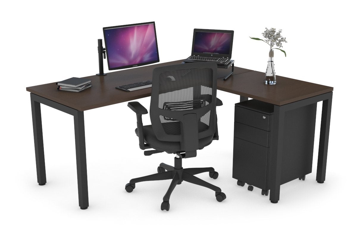 Quadro Square Legs L-Shaped Corner Office Desk 1600L x 1450W - Modern Home Office Furniture for Small Spaces & Workstations