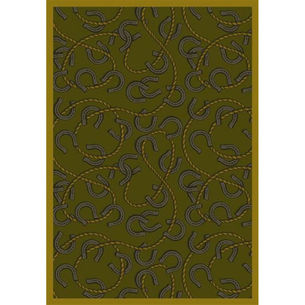 Joy Carpets Kaleidoscope Rodeo Whimsical Area Rug - Non-Slip Olive Green Kids Playroom Rug for Nursery, Bedroom & Play Area
