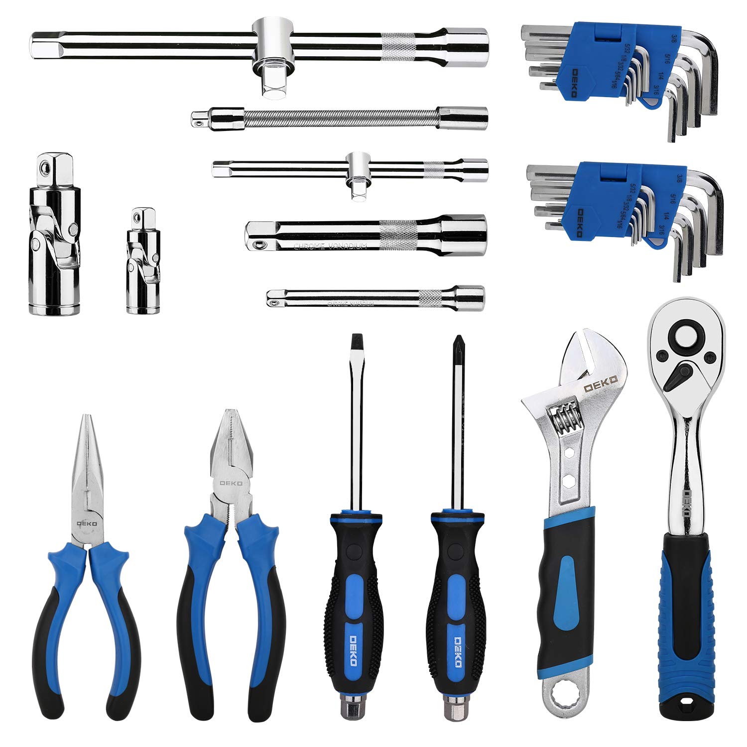 DEKOPRO 118-Piece Professional Auto Repair Tool Set - Complete Mechanics Tool Kit with Socket Wrench & Essential Tools for Car Maintenance, DIY Projects & Home Repairs