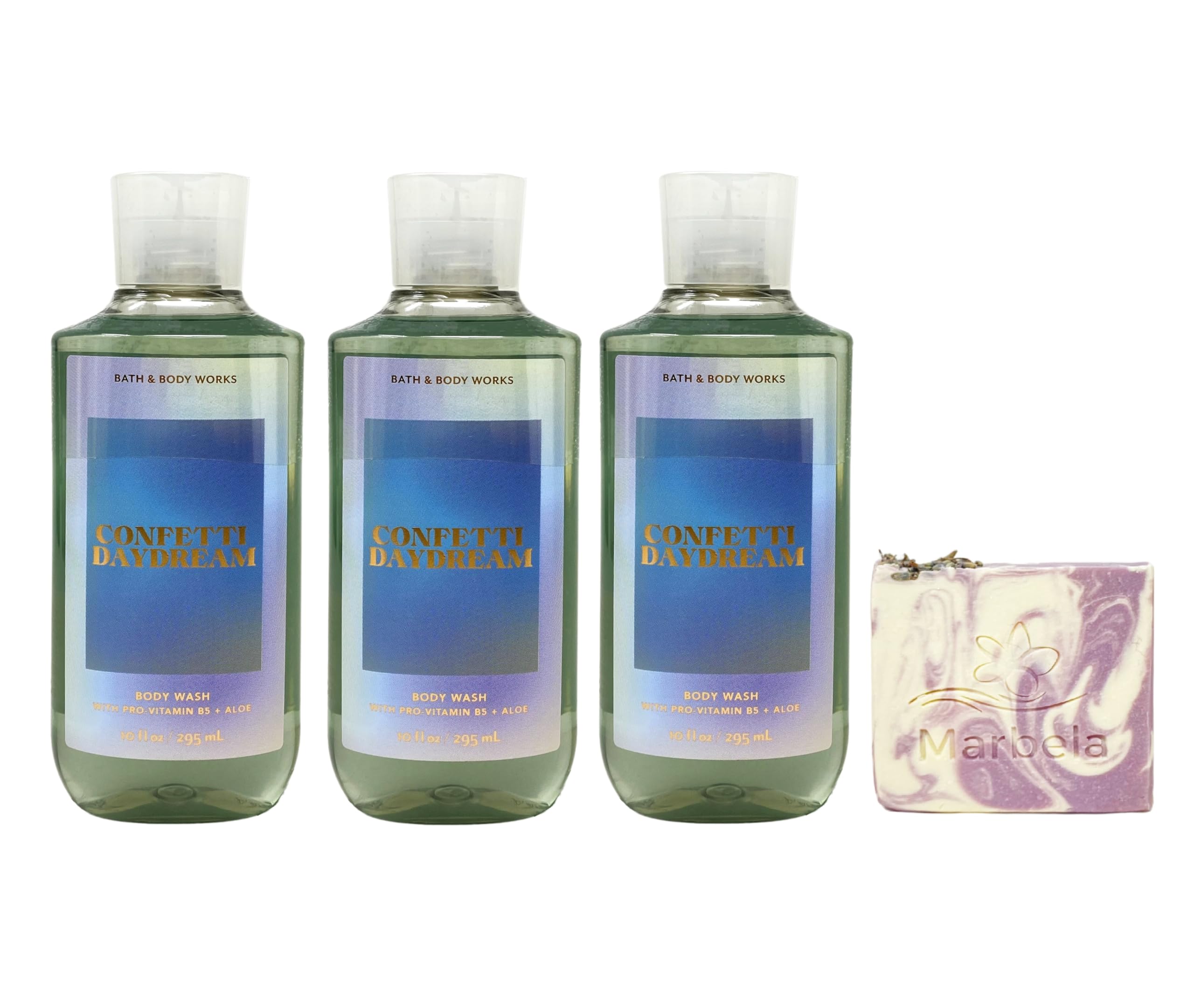 Bath & Body Works Confetti Daydream 3-Piece Body Wash Gift Set with Lavender Dream Bar Soap - Full Size Body Care Collection for Women, Perfect for Showers, Spa Days & Relaxing Self-Care Routines