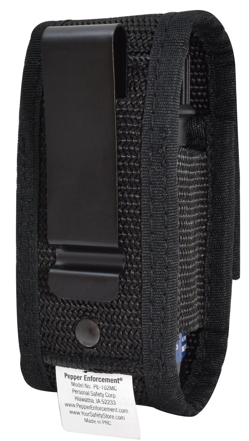 Tactical Metal Belt Clip Pepper Spray Holster for 1.5-2 oz Canisters - Police Duty Belt Accessory, Law Enforcement Gear, Personal Safety Pouch for Hiking & Outdoor Activities (Pepper Spray Not Included) - Perfect for Jogging, Camping & Self Defense