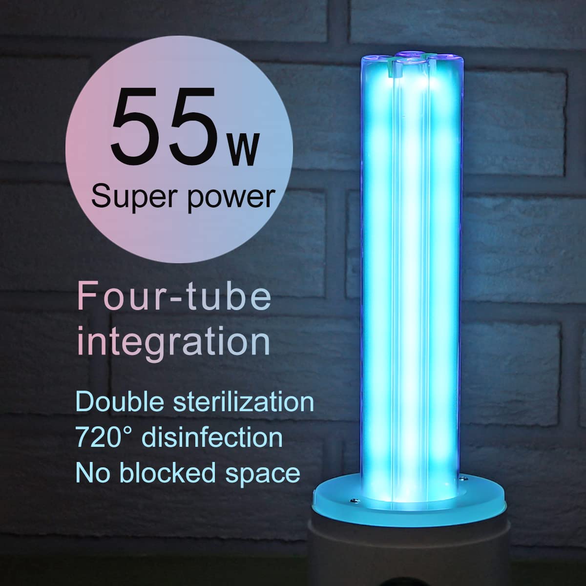 55W 254nm UVC Light Sanitizer for Home, School & Travel - Kills 99.9% of Bacteria, Mold & Dust Mites | Ozone-Free Room Disinfection Up to 750 Sq Ft | Ideal for Bedrooms, Bathrooms, Hotels & Offices (Pink, 1-Year Warranty)