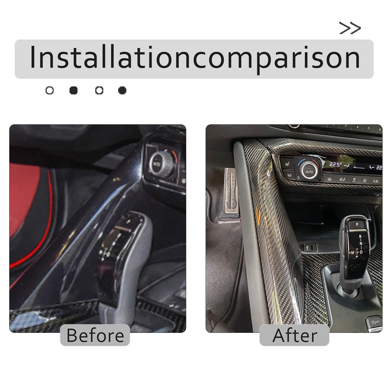 Premium Real Carbon Fiber Car Center Console Gear Shift Panel Cover - Compatible with Toyota Supra GR A90 A91 MK5 2019-2024 LHD (Black) - Interior Upgrade & Protection for Sports Car Enthusiasts