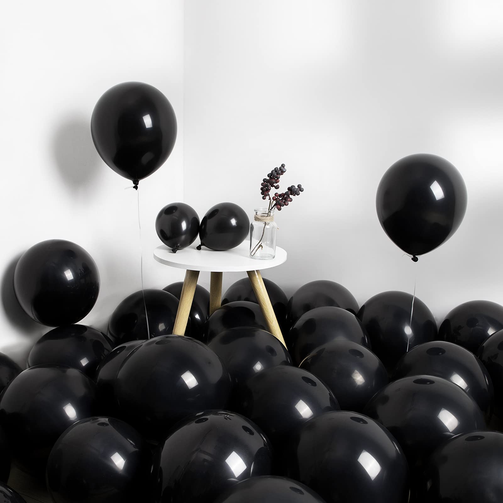 Premium Black Latex Balloons 12+5 Inch 70Pcs - Elegant Birthday Party, Wedding, Bridal Shower & Baby Shower Decorations - Perfect for Themed Events, Anniversaries, and Special Celebrations