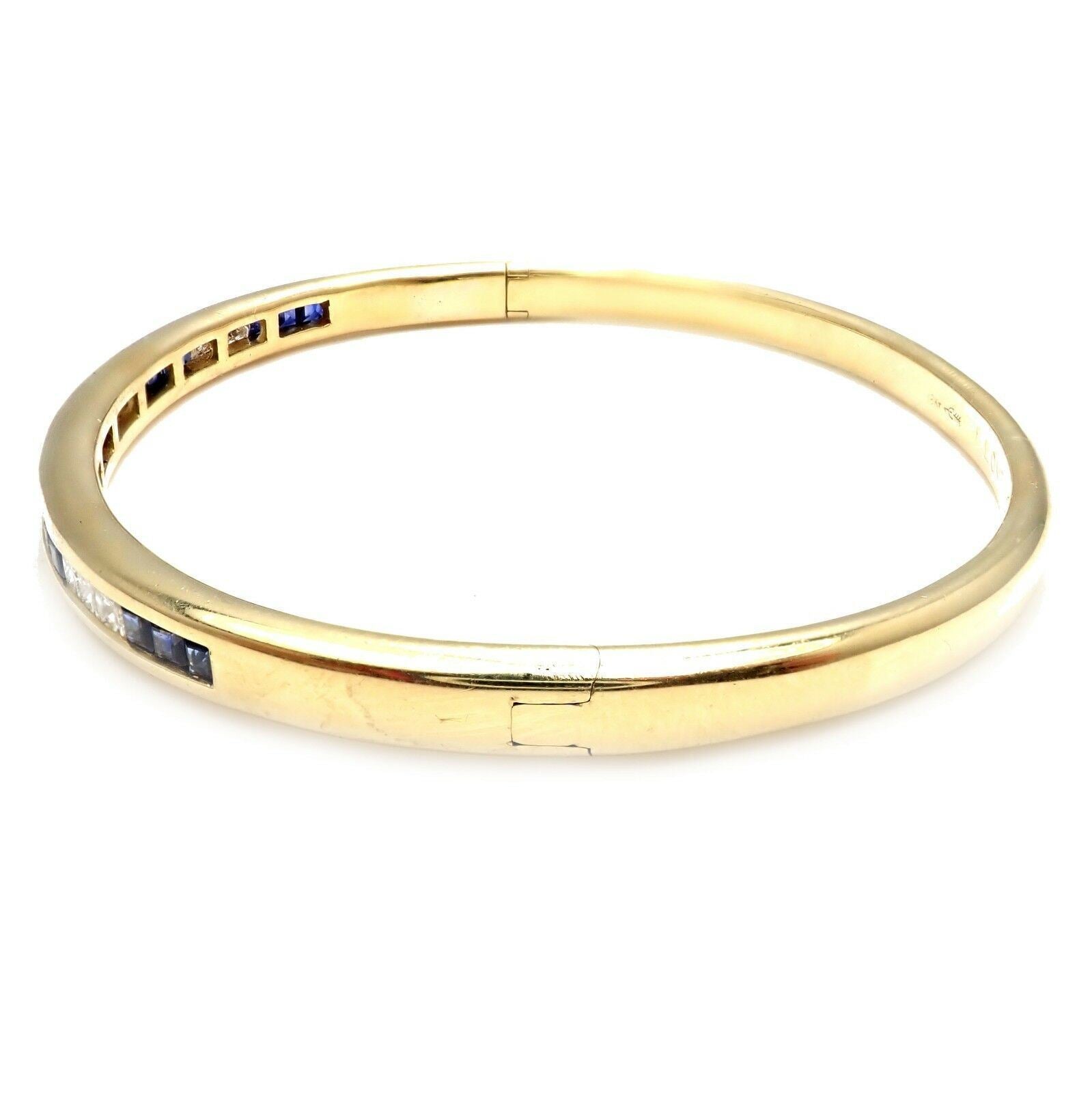 Exquisite 18k Yellow Gold Diamond & Sapphire Bangle Bracelet by Craig Drake - Luxury Jewelry for Women, Perfect for Weddings, Anniversaries & Special Occasions