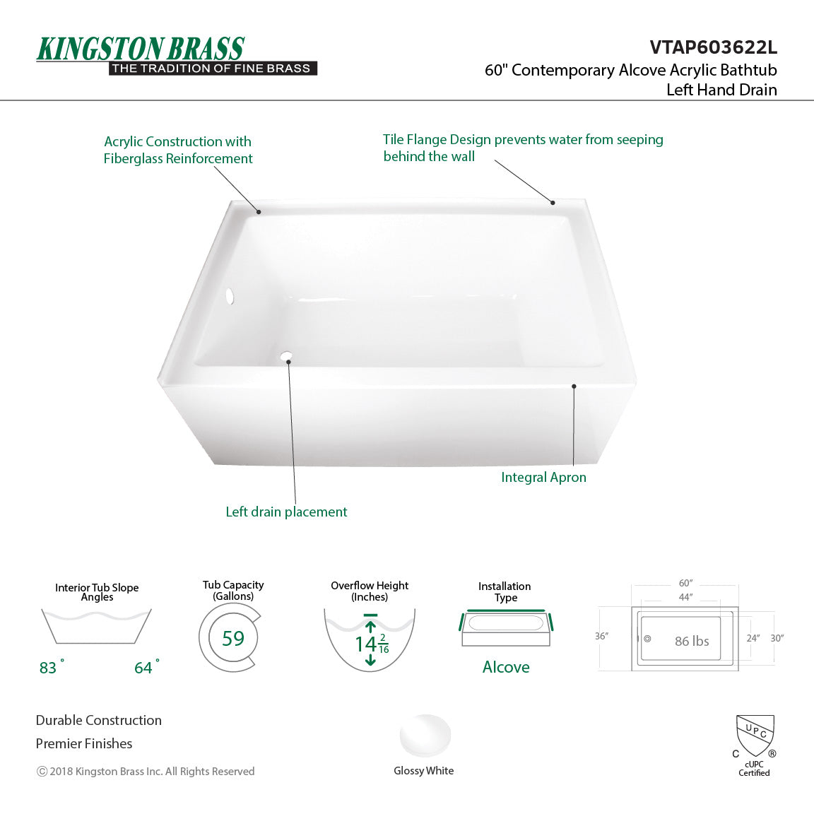 Aqua Eden VTAP603622L 60