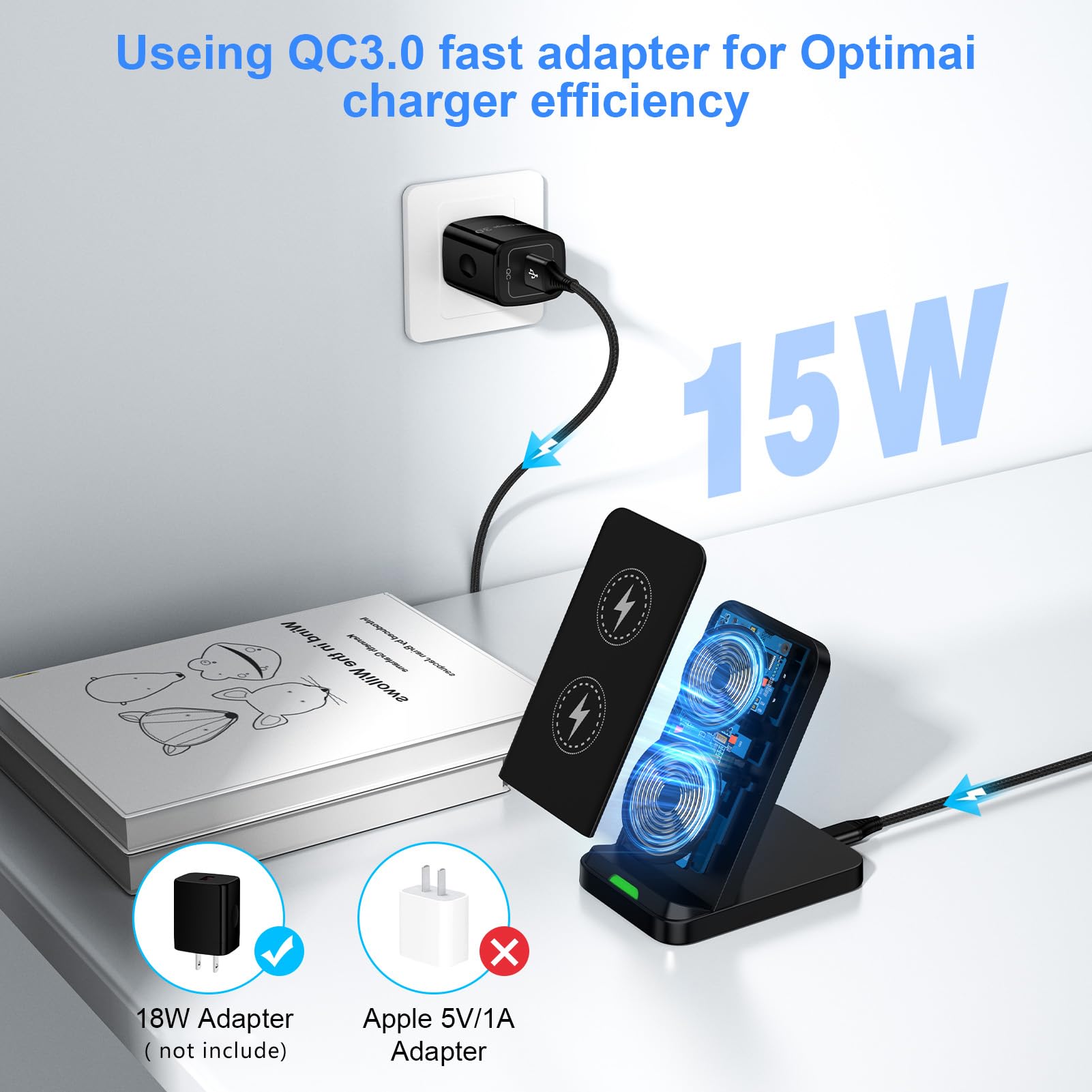 Samsung Fast Wireless Charging Stand for Galaxy S25 Ultra/S25/S25+/Z Fold6/Z Flip6/S24/S23/S22/S21 & Motorola Edge/razr 2024/G Stylus 5G/Power - Qi-Certified Phone Charger Station for Home, Office, and Nightstand Use