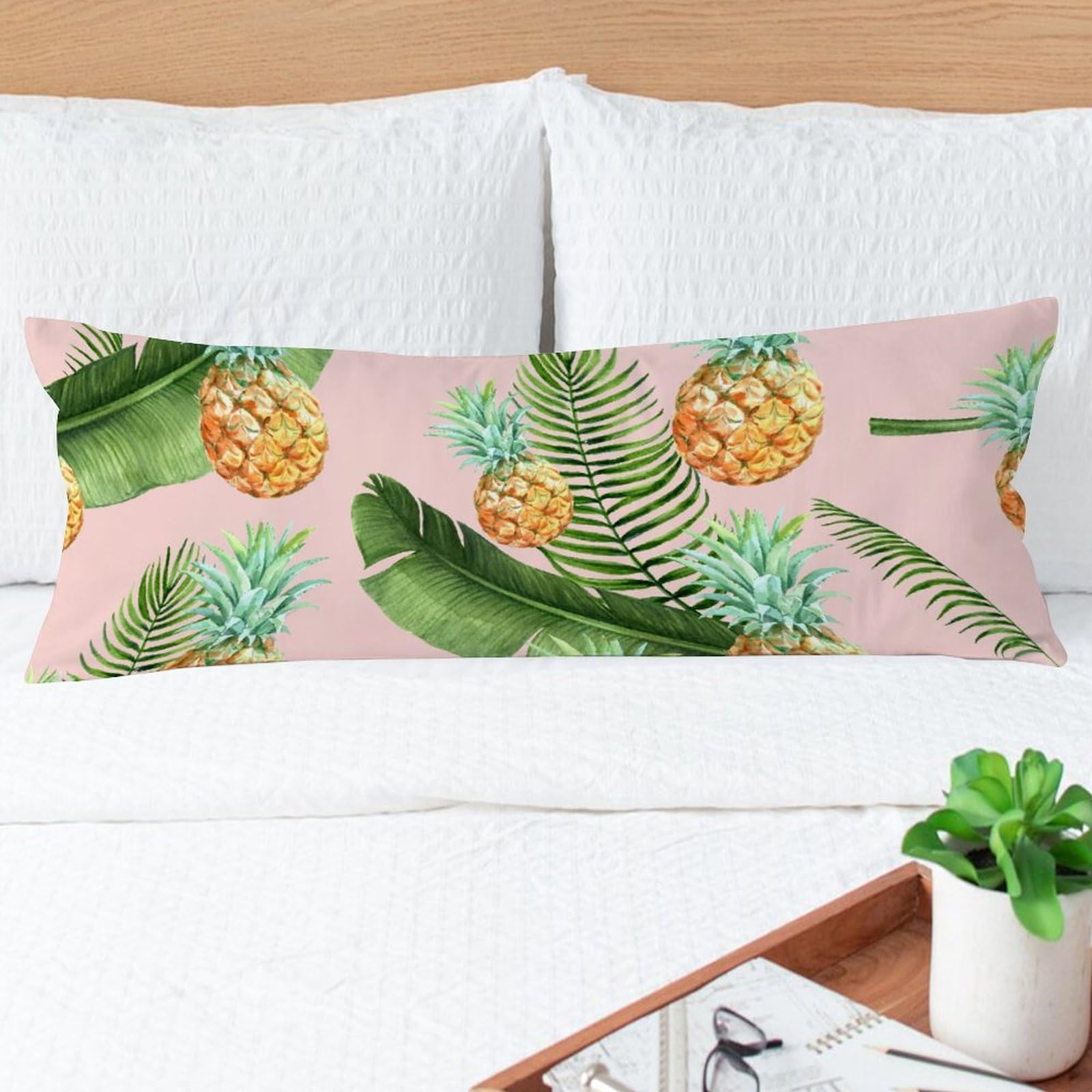 Premium 20x54 Inch Body Pillow Cover - Soft Pineapple Print Turquoise Pillowcase with Hidden Zipper for Hair & Skin Protection | Perfect for Anime Fans, Pregnancy Support & Home Decor (20