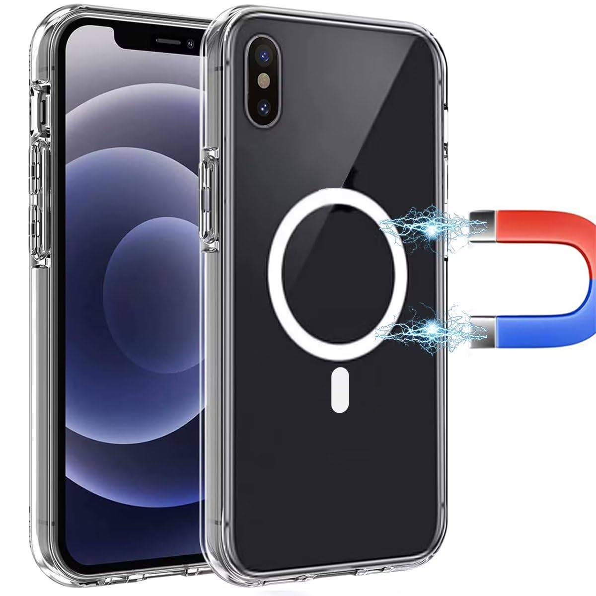 Premium Clear Magnetic Case for iPhone Xs - Military-Grade Protection, MagSafe Compatible, Anti-Yellowing Hard Back & Shock-Absorbing Corners | Perfect for Everyday Use, Travel & Outdoor Activities