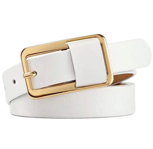 Stylish White Vegan Leather Belt for Women & Men - Perfect for Casual, Office & Formal Outfits