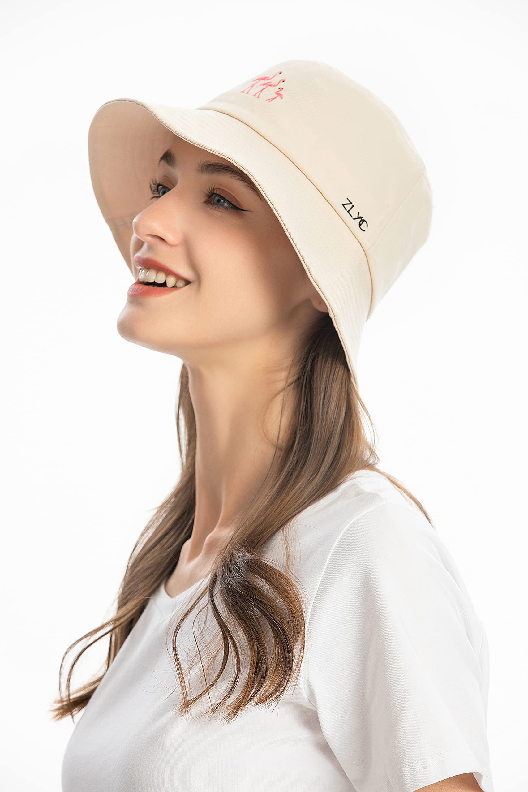 ZLYC Unisex Embroidered Bucket Hat - Summer Fashion Fisherman Cap for Men & Women - Perfect for Beach, Outdoor Activities & Street Style
