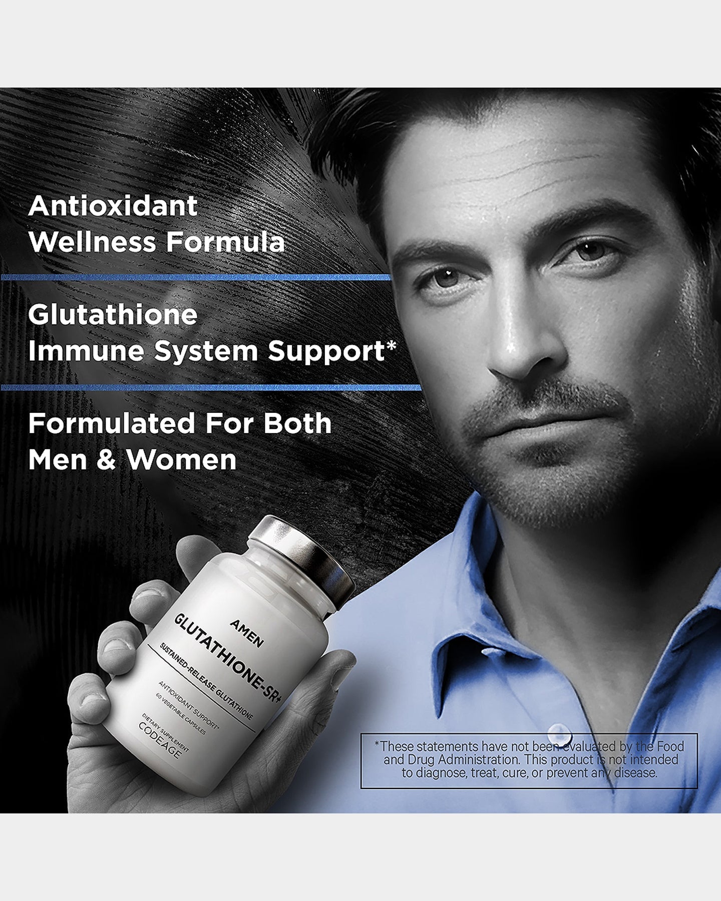 Codeage Amen Glutathione SR+ Supplement - Premium Sustained Release Glutathione for Immune Support & Antioxidant Benefits | Supports Skin Health & Detox | Ideal for Daily Wellness & Anti-Aging Routine