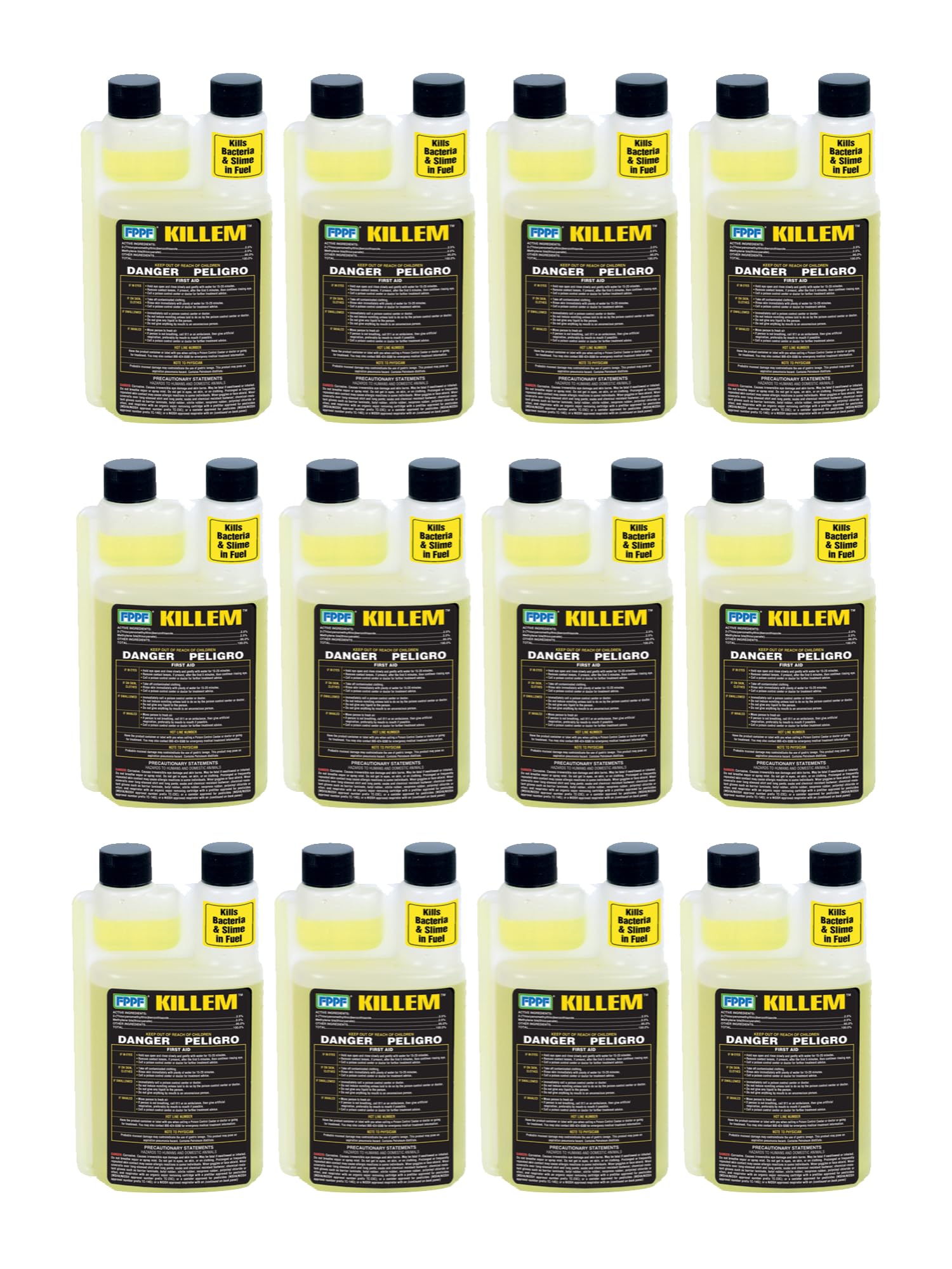 12 Bottles Killem FPPF Bacteria Slime Killer 16 Oz - Fast-Acting Mold & Mildew Remover for Home, RV, Boat & Pool - Eliminates Odors & Prevents Regrowth - Safe for Most Surfaces
