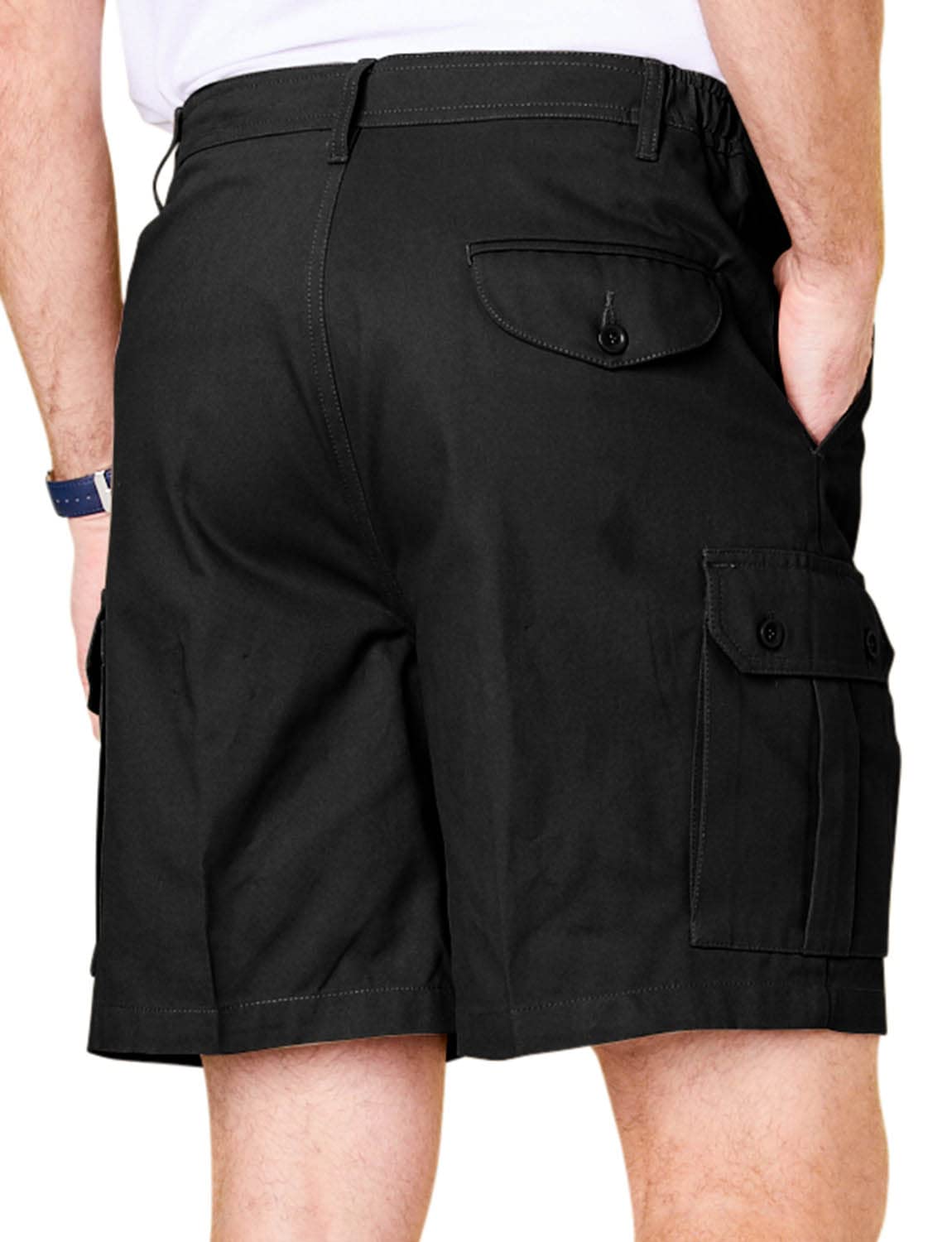 Men's Cotton Cargo Shorts with Elastic Waistband - Comfortable Stretch Fit Casual Shorts for Summer, Hiking, Travel & Outdoor Activities