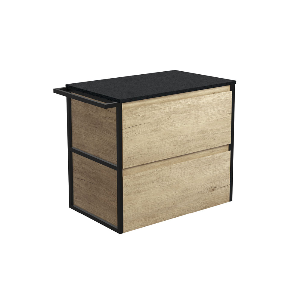 Fienza 75BSFT Amato 820 Wall Mounted Bathroom Cabinet with Towel Rail - Scandinavian Oak Finish - Space Saving Storage Solution for Small Bathrooms & Powder Rooms