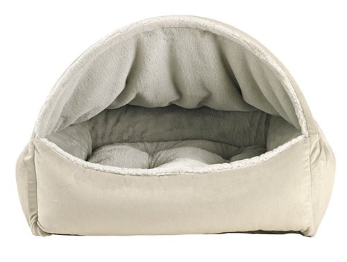 Luxury Canopy Bed Frame with Granite Finish & Cloud Dream Fur - Perfect for Master Bedroom, Guest Room, or Bohemian Bedroom Decor