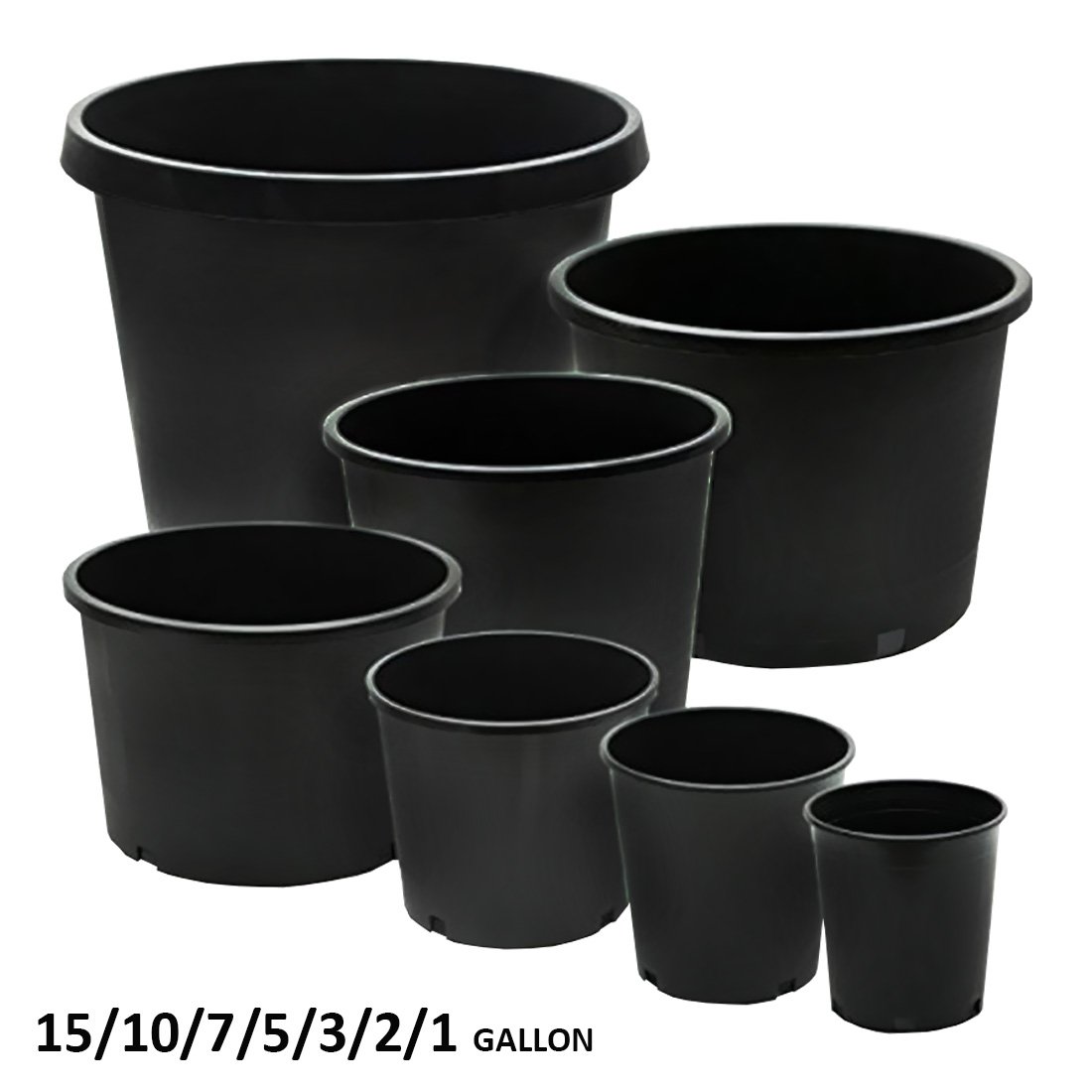 10-Pack 7 Gallon Premium Black Plastic Nursery Pots - Heavy Duty Garden Planters for Outdoor Plants, Trees & Shrubs - Perfect for Gardening, Landscaping & Commercial Nursery Use