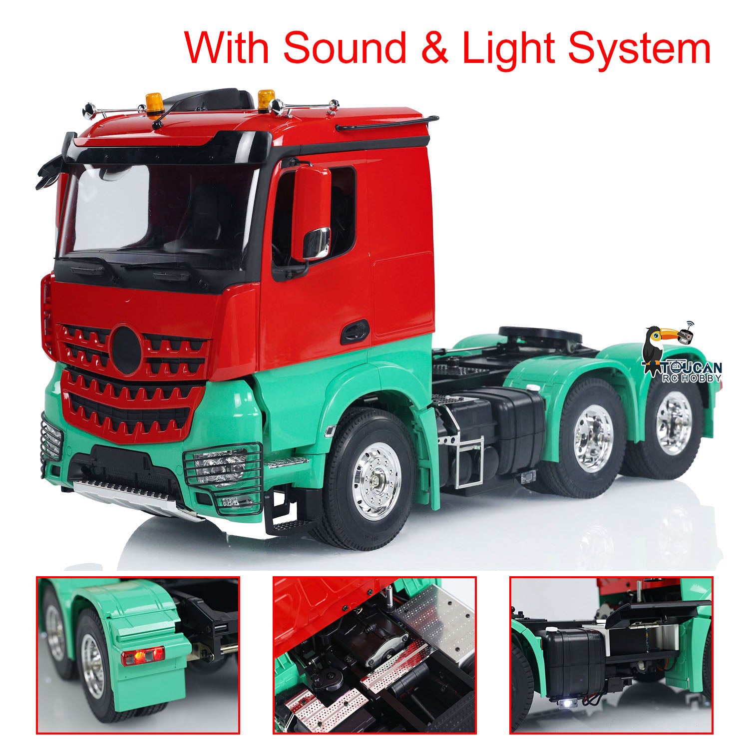 1/14 Scale Customized TOUCAN 6x4 RC Tractor Truck - Remote Control Car Model with Light & Sound, Upgraded ESC Servo Motor (Assembled/Painted) - Perfect for Hobbyists, Collectors & Off-Road Racing Enthusiasts
