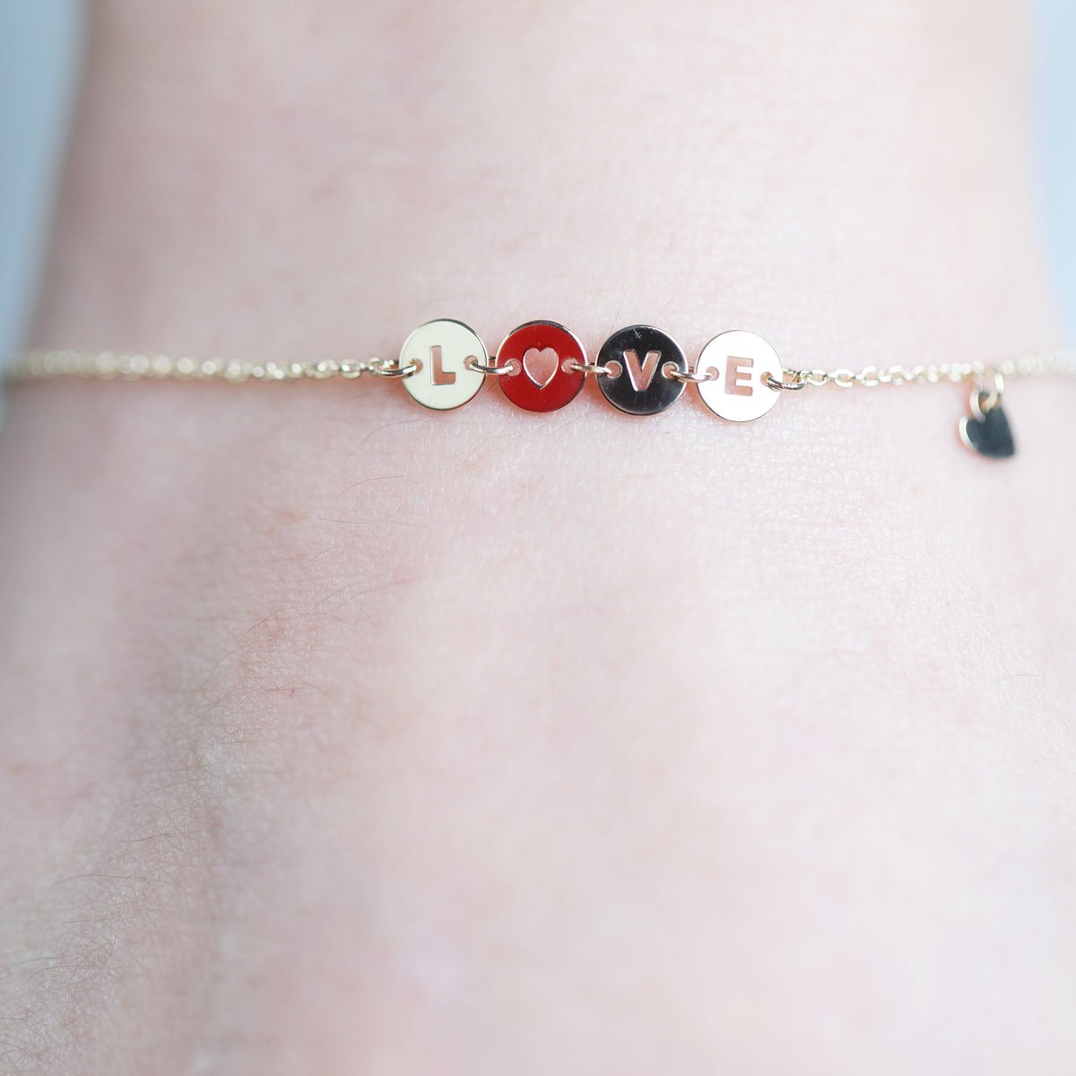 10K Solid Yellow Gold Love Disc Chain Bracelet for Women - Perfect Gift for Anniversary, Valentine's Day & Everyday Elegance