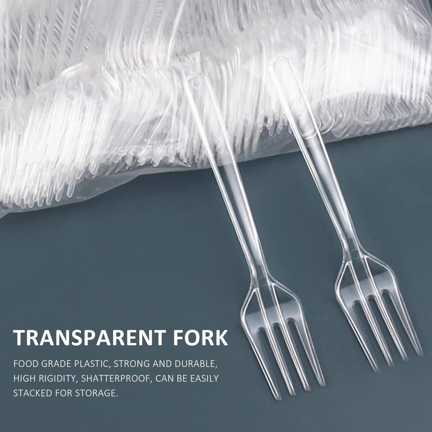 50 Pack Clear Reusable Plastic Forks - 4.5 Inch Disposable Cake Forks for Parties, Weddings, Catering & Events - Eco-Friendly Cutlery for Birthday Celebrations, Picnics & Outdoor Gatherings