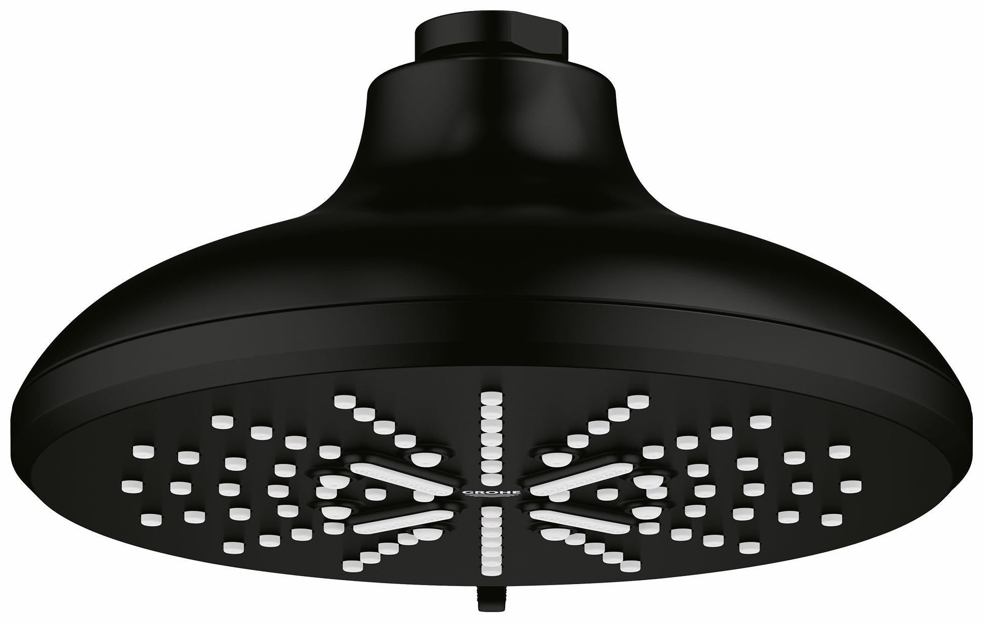 Grohe 3-Function SmartActive Rainshower Shower Head - 6.5 Inch Matte Black (Model 267892430) | High Pressure Water Saving Design for Spa-Like Bathroom Experience